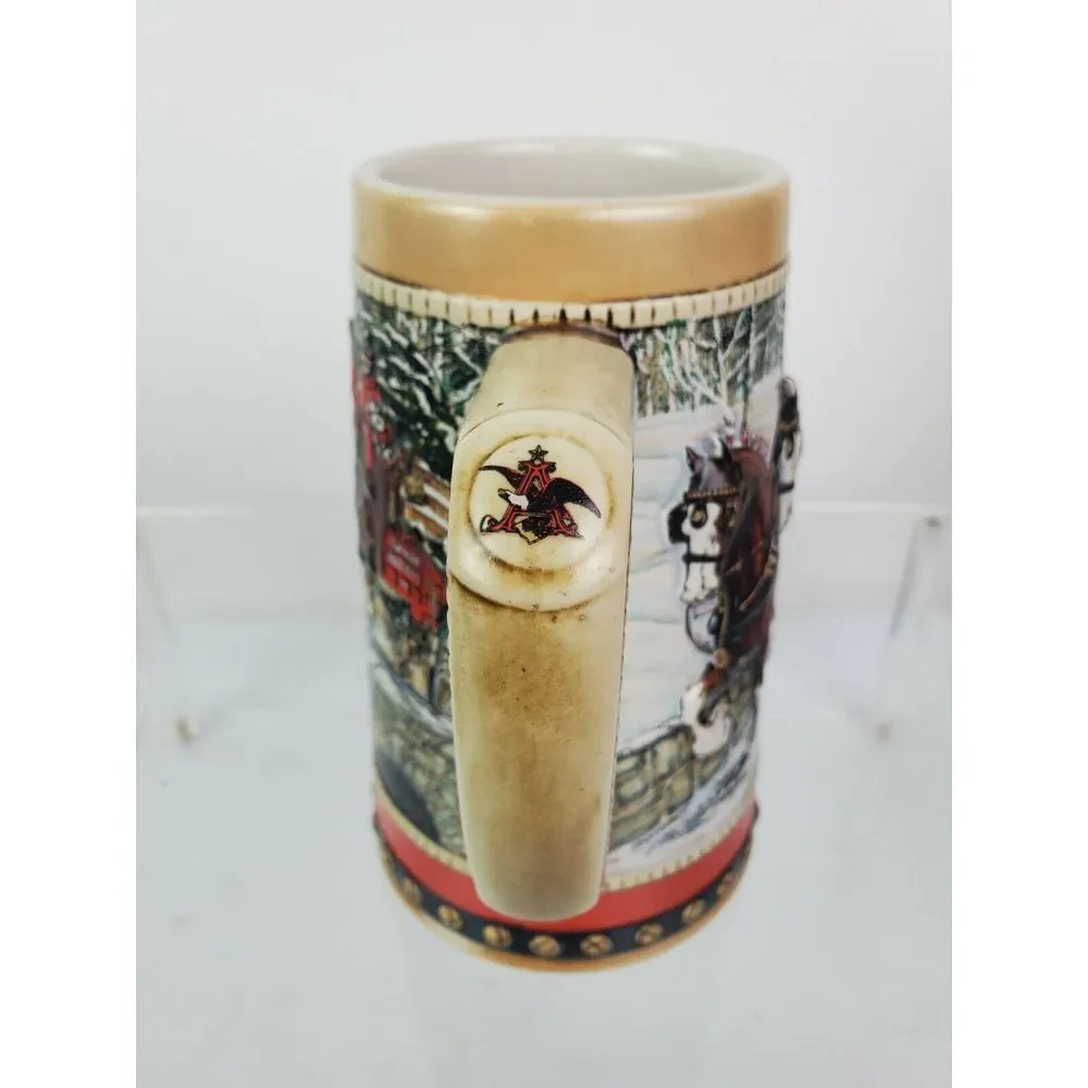 Vintage 1988 Budweiser‎ Holiday Beer Stein Clydesdales Collector